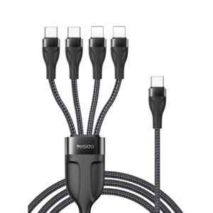 YESIDO CA110 1.2m 4A Type-C to Dual Type-C + Dual 8 Pin Charging Cable, CA110