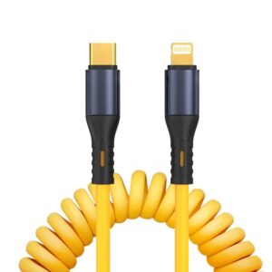 XJ-U101 USB-C / Type-C to 8 Pin Spring Charging Data Cable, Length: 1.5m, USB-C / Type-C to 8 Pin