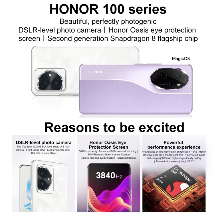 Honor 100, Screen Fingerprint Identification, 6.7 inch MagicOS 7.2 Snapdragon 7 Gen 3 Octa Core up to 2.63GHz, Network: 5G, NFC, OTG, Support Google Play, 12GB+256GB, 16GB+256GB, 16GB+512GB - Image 4