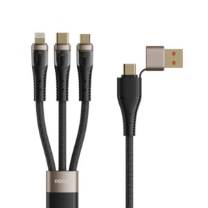ROCK G20 Two to Three 5A USB+Type-C to 8 Pin+Type-C+Micro USB Fast Charging Data Cable, Length: 1.5m, G20, 2 to 3