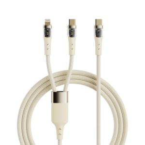 ROCK G20 2 in 1 5A USB-C/Type-C to USB-C/Type-C+8 Pin Transparent Fast Charging Data Cable, Length: 1.5m, 2 in 1