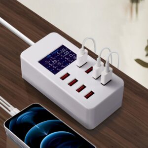 A8B 50W 8 Ports USB Smart Charging Station with Digital Display, A8B US Plug, A8B EU Plug, A8B UK Plug, A8B AU Plug