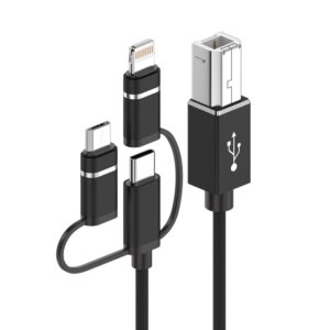 3 in 1 8 Pin, Type-C, Micro USB to USB-B MIDI Instruments Printer Cable, Length: 1m, 1m
