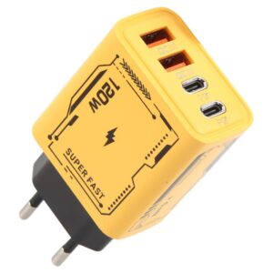 AR-PD14 GaN 120W Charge Adapter 4 Port 2 PD 2 QC 3.0 USB and USB-C / Type-C Fast Charger, EU Plug, US Plug