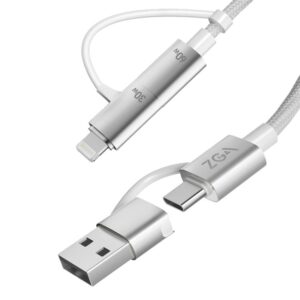 ZGA CB10 60W USB/Type-C to 8 Pin/Type-C 4 in 1 Fast Charging Data Cable, Length: 1.2m, CB10