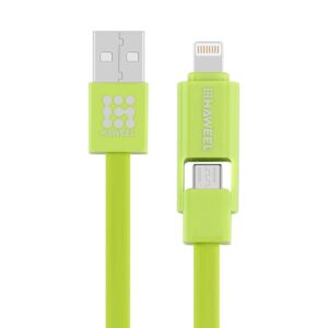 HAWEEL 1m 2 in 1 Micro USB & 8 Pin to USB Data Sync Charge Cable, 2 in 1 Cable in two connectors, 2 in 1