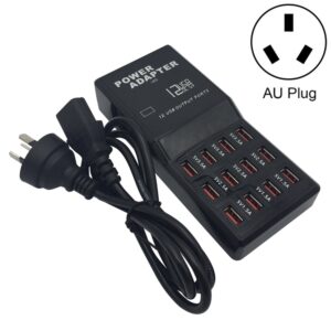W-858 12A 12 Ports USB Fast Charging Dock Desktop Smart Charger AC100-240V, AU Plug, AU Plug