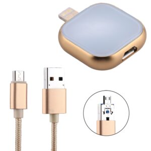RQW-18S 8 Pin 64GB Multi-functional Flash Disk Drive with USB / Micro USB to Micro USB Cable(Gold)