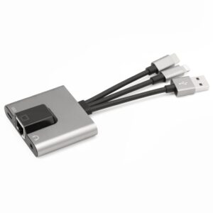 NK-1056S 3 in 1 8 Pin, Type-C, USB to 8 Pin Charging, Ethernet Port, 3.5mm Earphone Multifunctional Converter