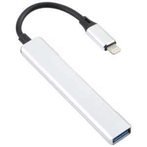 S-209 3 in 1 8 Pin Male to Dual USB 2.0 + USB 3.0 Female Adapter HUB, S-209 (Silver), S-209 (Silver Grey)