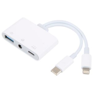 NK-109Pro USB-C/Type-C+8 Pin to USB+3.5mm+USB-C/Type-C Multifunctional Audio Adapter