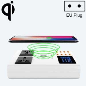 YC-CDA10W 10W Multi Port USB Intelligent Digital Display Fast Charging Wireless Charger, UK Plug, SAS1048A, SAS1048B, SAS1048C