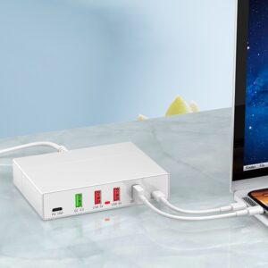 X5 6 In 1 Multi-function USB Quick Charging Station Smart Socket Holder Stand