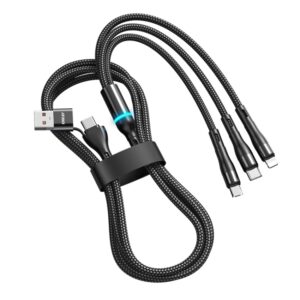 ENKAY 6-in-1 5A USB + Type-C to Type-C / 8 Pin / Micro USB Multifunction Fast Charging Cable, 1.3m
