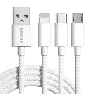 ENKAY CB173 3-in-1 Candy Color 60W USB to 8 Pin / Type-C / Micro USB Charging Data Cable, 1m, 1.5m, 2m