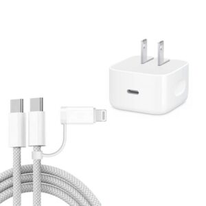 A3365 PD40W USB-C / Type-C Charger with Type-C to Type-C / 8 Pin Data Cable, US Plug