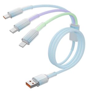 ENKAY 120W USB to Dual Type-C ＆ 8 Pin Nylon Braided Fast Charging Cable, Length: 1.2m