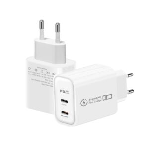 949-2C PD25W Dual Type-C Charger Supporting PD3.0 / PPS Protocol, EU Plug, EU Plug