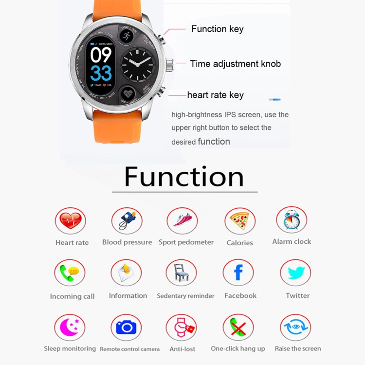 T3 Dual Display Smart Watch For Men IP68 Waterproof Fitness Bracelet 15 Days Standby Business Smartwatch Activity Tracker, Black, Gray, Blue, Orange, Dark Brown - Image 6