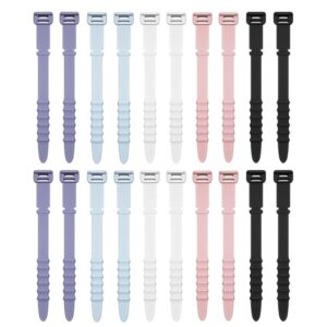 3 Sets 20pcs/Set Fishbone Silicone Cable Tie Cable Organizer Winder, Five color, Black, White, Pink, White Ice Color, Purple