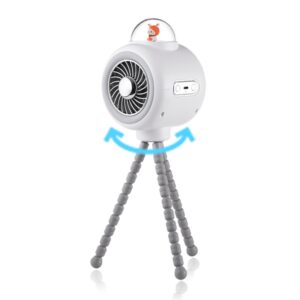 Baby Stroller Fan Home Mute Outdoor Cooling Portable Rabbit Octopus Fan, With Shake Head (White), Without Shake Head (White), Without Shake Head (Pink)