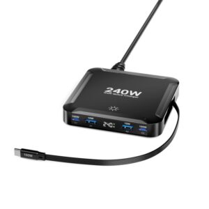240W Smart Fast Charger With Magnetic USB Retractable Cable And Multi-Port Storage, EU Plug, US Plug, UK Plug, AU Plug, KR Plug