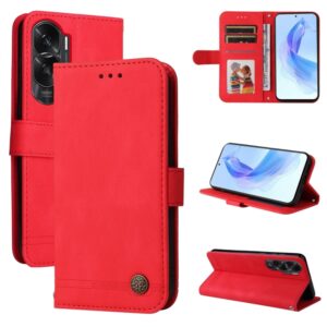 Skin Feel Life Tree Metal Button Leather Phone Case, For Honor X50i 5G