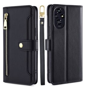 Sheep Texture Cross-body Zipper Wallet Leather Phone Case, For Honor 200 5G, For Honor 200 Pro 5G, For Honor 200 Lite 5G Global, For Honor Magic6 Pro 5G, For Honor Magic6 5G, For Honor X50i 5G / 9 Lite