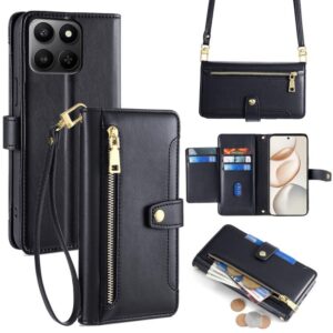 Sheep Texture Cross-body Zipper Wallet Leather Phone Case, For Honor 400 Smart 5G, For Honor X70 5G, For Honor X6c 4G, For Honor X60 GT 5G, For Honor 400 Pro Global 160.8mm, For Honor 400 Global 156.5mm, For Honor X8c 4G, For Honor Play 60 Plus
