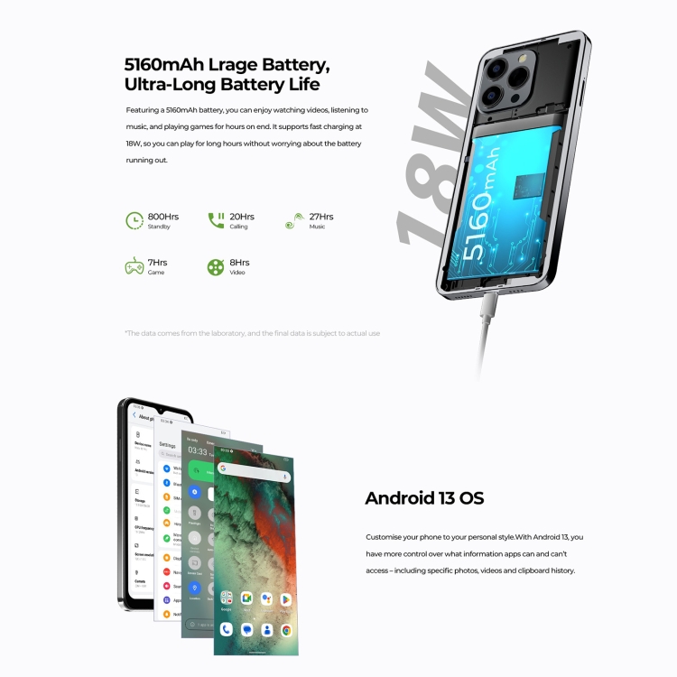 HOTWAV Note 13 Pro, Side Fingerprint Identification, 6.6 inch Android 13 UMS9230 T606 Octa Core up to 1.6GHz, Network: 4G, OTG, 8GB+256GB - Image 8