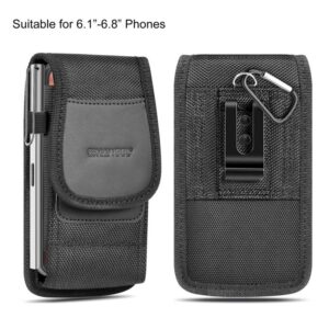 HAWEEL 6.1-6.8 inch Nylon Cloth Phone Belt Clip Carrying Pouch with Card Slot, Vertical 6.1-6.8 inch