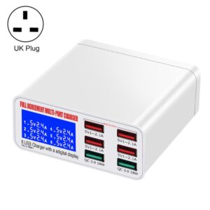 WLX-896+ 6 In 1 Multi-function Smart Digital Display USB Charger, WLX-896+(UK Plug), WLX-896+(US Plug), WLX-896+(AU Plug), WLX-896+(EU Plug)