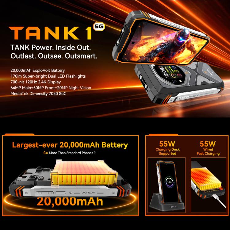 Blackview Oscal TANK 1, 12GB+256GB, 6.78 inch Android 15 DokeOS 4.2 Mediatek Dimensity 7050 Octa Core, Network: 5G, OTG, NFC, 12GB+256GB - Image 3