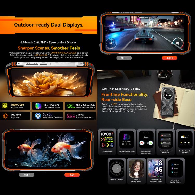 Blackview Oscal TANK 1, 12GB+256GB, 6.78 inch Android 15 DokeOS 4.2 Mediatek Dimensity 7050 Octa Core, Network: 5G, OTG, NFC, 12GB+256GB - Image 12