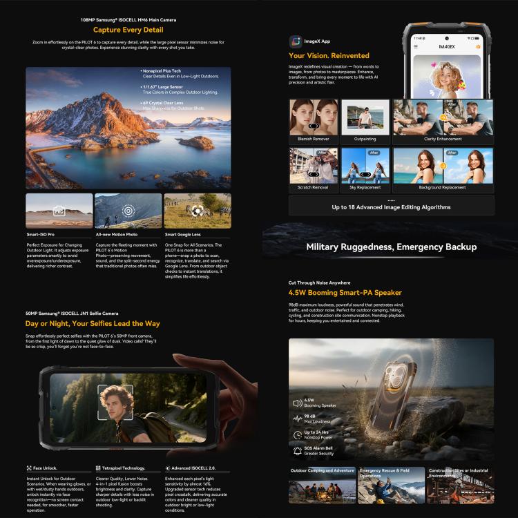Blackview Oscal Pilot 6 Thermal Rugged Phone, 12GB+256GB, Night Vision Camera, 6.78 inch Android 16 MediaTek MT8781 Helio G100 Octa Core, Network: 5G, OTG, NFC - Image 6