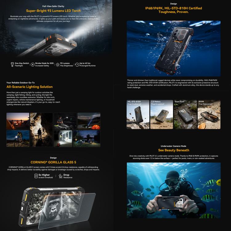 Blackview Oscal Pilot 6 Thermal Rugged Phone, 12GB+256GB, Night Vision Camera, 6.78 inch Android 16 MediaTek MT8781 Helio G100 Octa Core, Network: 5G, OTG, NFC - Image 7