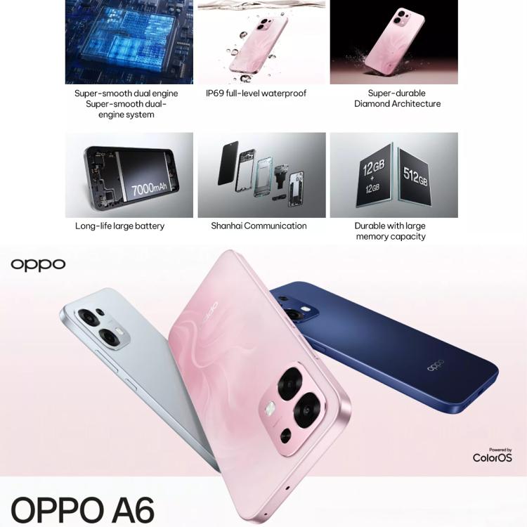 OPPO A6 5G, 8GB+256GB, Screen Fingerprint, 6.57 inch ColorOS 15 Dimensity 7300 Octa Core, NFC, OTG, Network: 5G, 8GB+256GB - Image 4