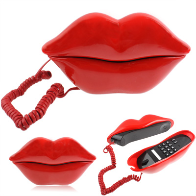 Sexy Red Hot lips Shape Wire Corded Telephone(Red) - Image 2