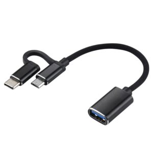 USB 3.0 Female to Micro USB + USB-C / Type-C Male Charging + Transmission OTG Nylon Braided Adapter Cable, Cable Length: 11cm, Micro USB Black, Micro USB Blue, Micro USB Red, Micro USB Silver, Micro USB White