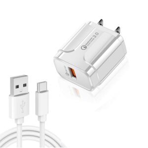 LZ-023 18W QC3.0 USB Portable Travel Charger + 3A USB toType-C Data Cable, US Plug, Type-C Data Cable, US Plug