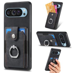 Retro Skin-feel Ring Card Wallet Phone Case, For Google Pixel 10 Pro XL, For Google Pixel 9a, For Google Pixel 9 Pro XL, For Google Pixel 7a, For Google Pixel 10 / 10 Pro, For Google Pixel 9 / 9 Pro