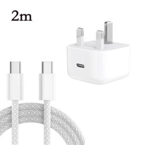 A3365 PD40W USB-C / Type-C Charger with Type-C to Type-C Data Cable, UK Plug, UK Plug + 1m Type-C Cable, UK Plug + 2m Type-C Cable