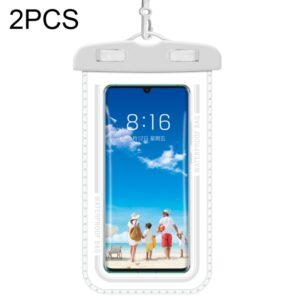 2 PCS Transparent Waterproof Cell Phone Case Swimming Cell Phone Bag, White, Green, Gray Blue, Macaron Blue, Macaron Red, Black
