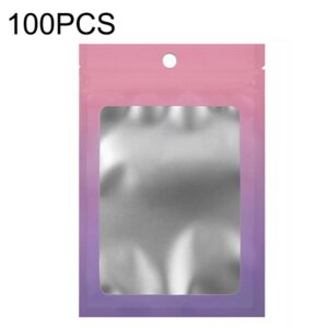 100PCS Aluminum Foil Ziplock Bag Jewelry Data Cable Sealed Packaging Bag, Size:, 7.5x10cm (Pink Gradually Purple), 7.5x10cm (Blue Gradually Pink), 7.5x10cm (Blue Gradient), 7.5x10cm (Yellow Gradient), 8.5x13cm (Pink Gradually Purple)...