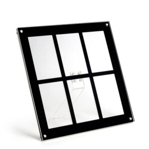 Six Palace Grid Color 3 Inch Three-Dimensional Magnet Photo Frame For Polaroids, Black, Fantasy, Mirror
